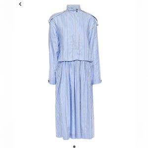 CEDRIC CHARLIE Gathered Striped Cotton And Silk-blend Shirt Dress Light Blue